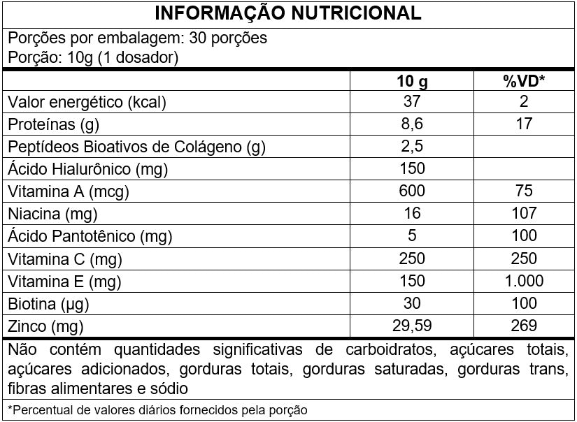 COLÁGENO + ÁCIDO HIALURÔNICO + ASSOCIAÇÕES FORTINUTRY EM PÓ SOLÚVEL 300 GRAMAS