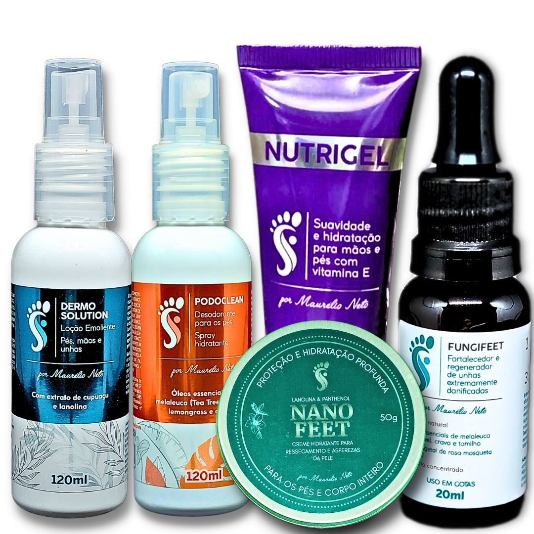 KIT MAURÉLIO NETO (FUNGIFEET) (NANOFEET) (NUTRIGEL) (PODOCLEAN) (DERMO SOLUTION)