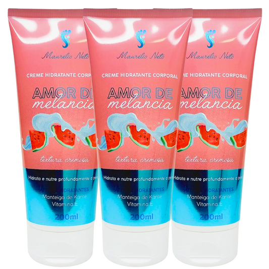 AMOR DE MELANCIA CREME HIDRATANTE CORPORAL - 200ml (3) UNIDADES