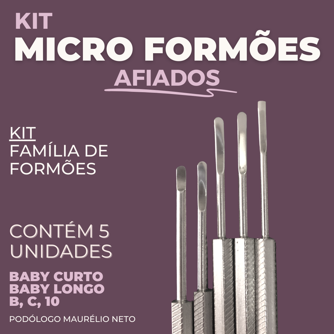 Kit Família de Formões - 5 Instrumentos - Afiados ( KPR)n B,C,10, Baby curto e longo