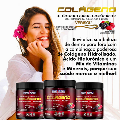 COLÁGENO + ÁCIDO HIALURÔNICO + ASSOCIAÇÕES FORTINUTRY EM PÓ SOLÚVEL 300 GRAMAS
