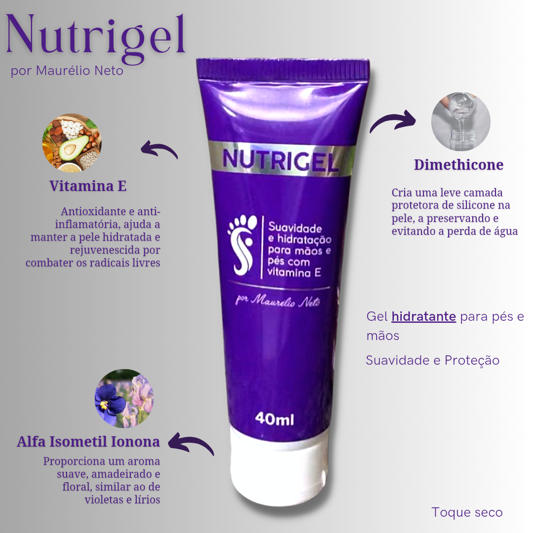 Kit Nutrigel com 3 unidades -  Gel Hidratante para Mãos e Pés - Podólogo Maurélio Neto