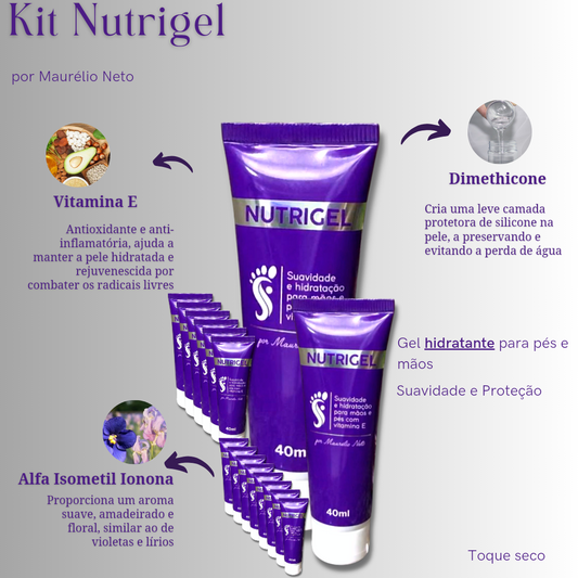 KIT Nutrigel - (20) Unidades Gel Hidratante para Mãos e Pés - Podólogo Maurélio Neto (SUPER OFERTA)