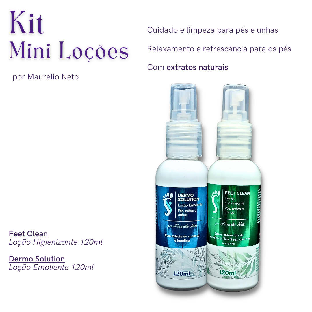 KIT MINI LOÇÕES FEET CLEAN E DERMO SOLUTION 120 ML