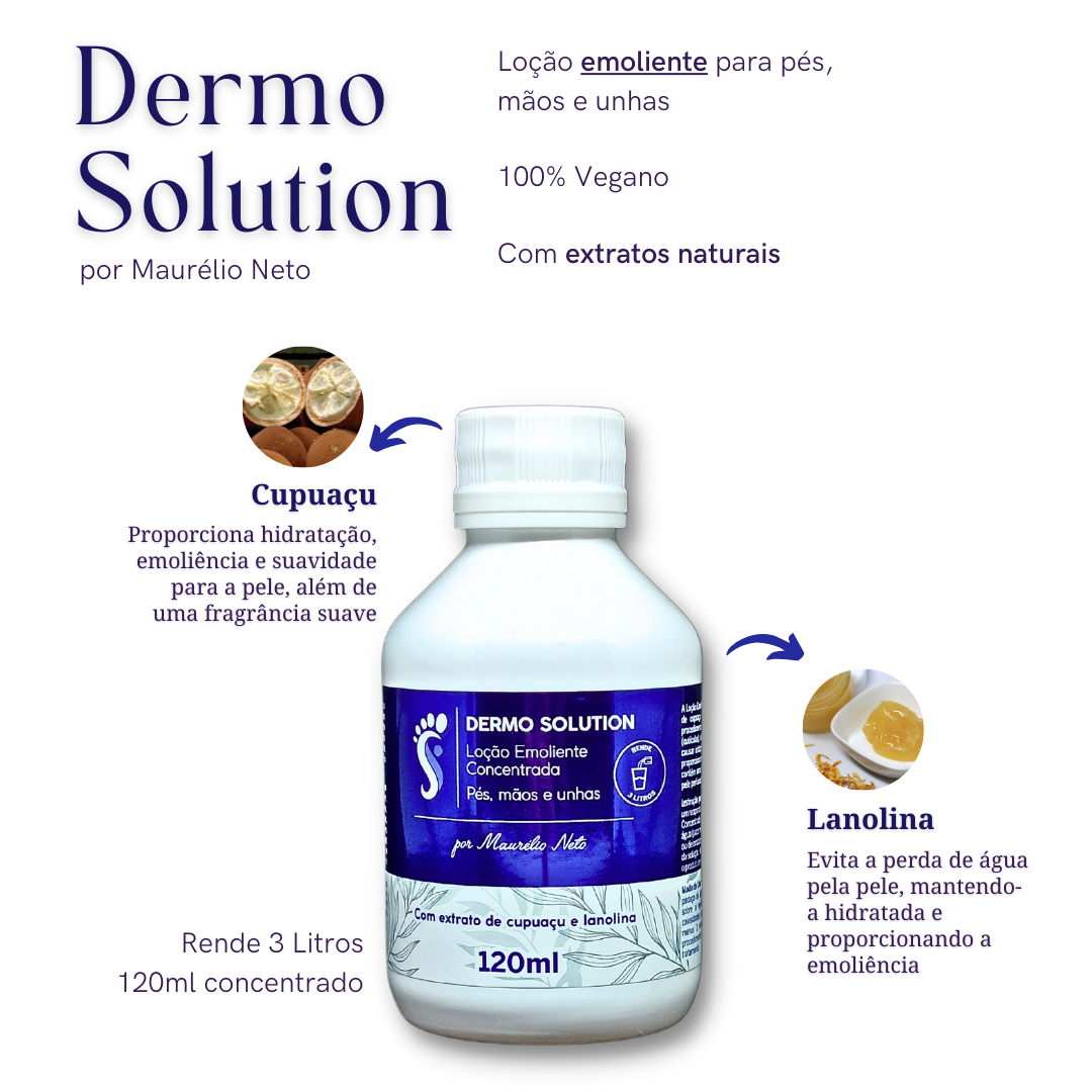 DERMO SOLUTION LOÇÃO EMOLIENTE CONCENTRADA 120 ML RENDE 3 LITROS