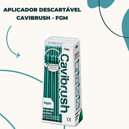 Aplicador Descartável Cavibrush - FGM Embalagem com 100 Unidades verde.