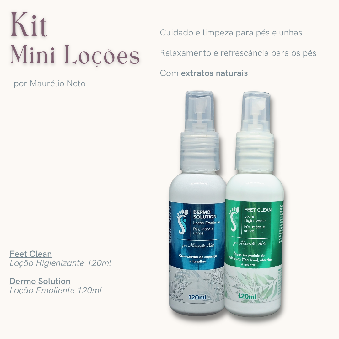 Kit Mini Loções (Super oferta) Lançamento Feet Clean e Dermo Solution 120ml