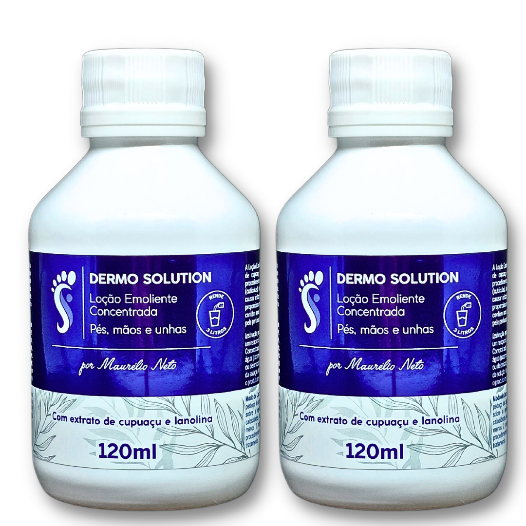 DERMO SOLUTION LOÇÃO EMOLIENTE CONCENTRADA 120 ML RENDE 3 LITROS 2 UNIDADES