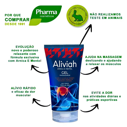 ALIVIAH GEL MASSAGEADOR PARA DOR MUSCULAR ARNICA E MENTOL 150 G PHARMA