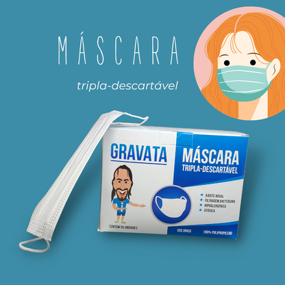MÁSCARA DESCARTÁVEL GRAVATA (TRIPLA)