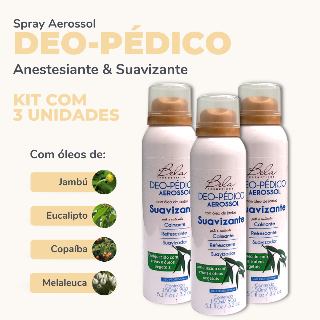 Kit com 3 Deo-Pédico - Aerossol Suavizante e Anestesiante