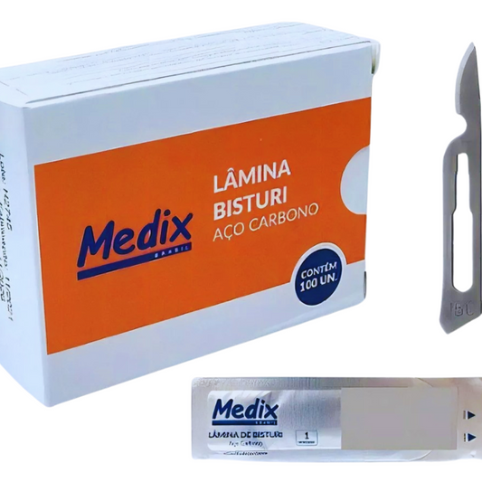 LÂMINA DE BISTURI (21) CAIXA COM 100 UNIDADES - Medix