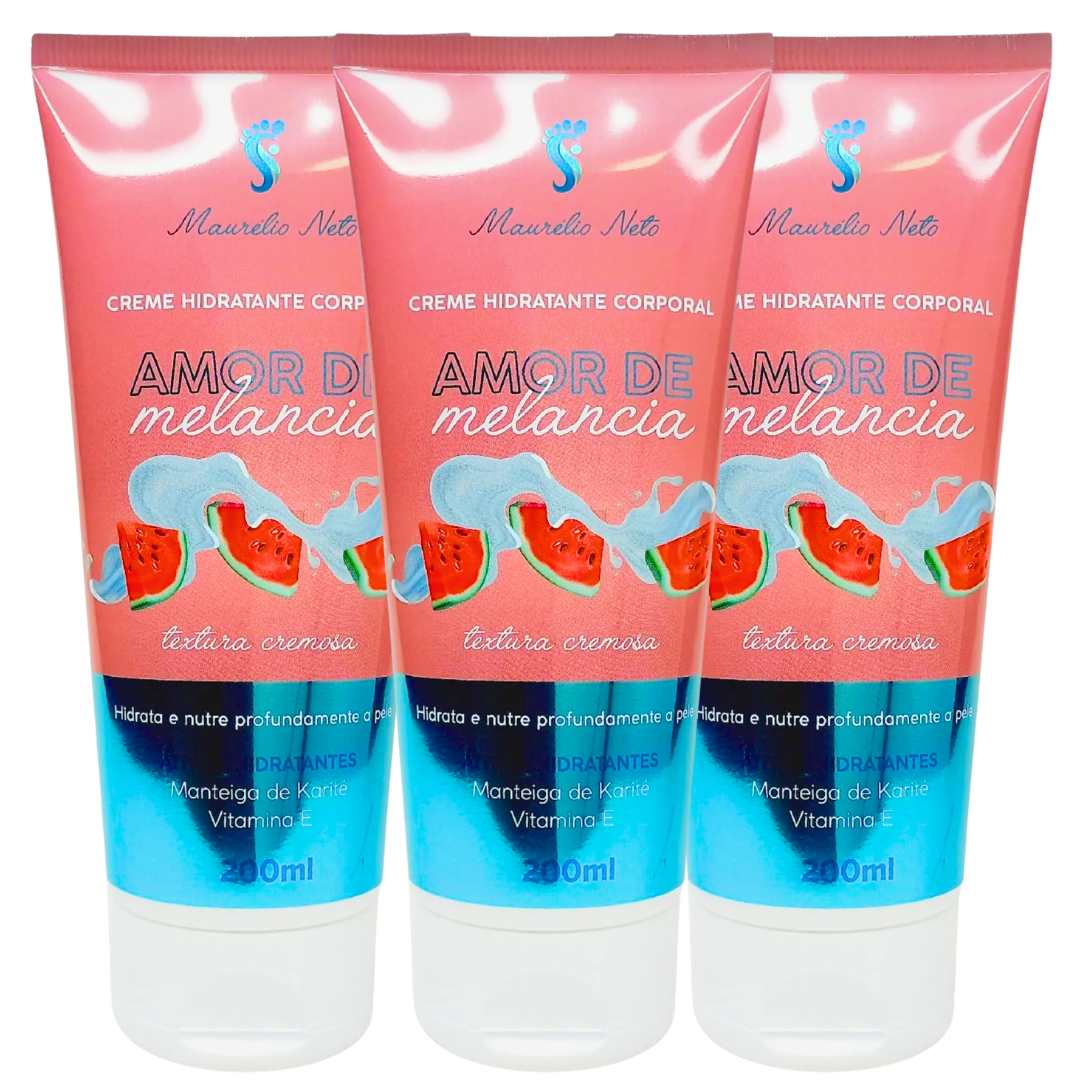 AMOR DE MELANCIA CREME HIDRATANTE CORPORAL - 200ml (3) UNIDADES