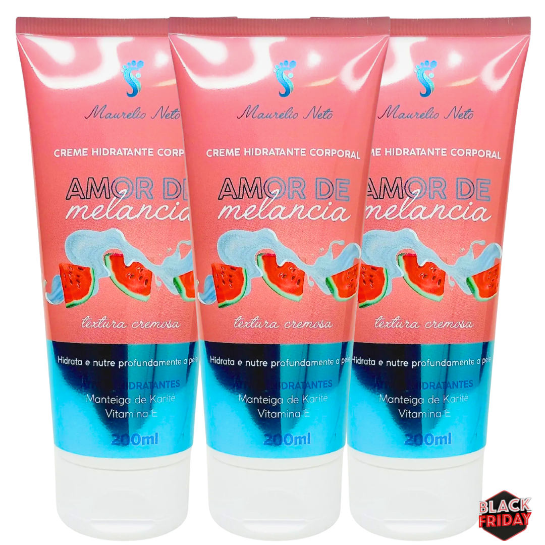 AMOR DE MELANCIA CREME HIDRATANTE CORPORAL - 200ml (3) UNIDADES