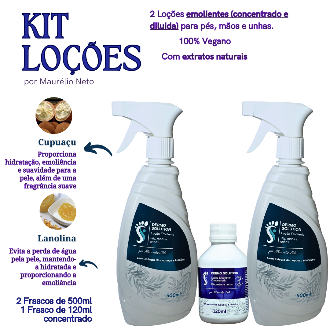 KIT DERMO SOLUTION 500 ML (EMOLIENTE) (2) UNIDADES E (1) UNIDADE DE EMOLIENTE CONCENTRADO 120 ML