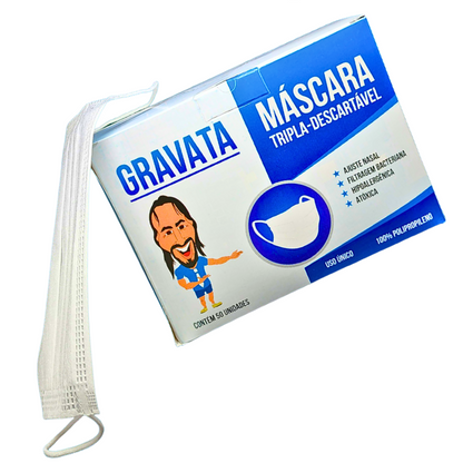 MÁSCARA DESCARTÁVEL GRAVATA (TRIPLA)