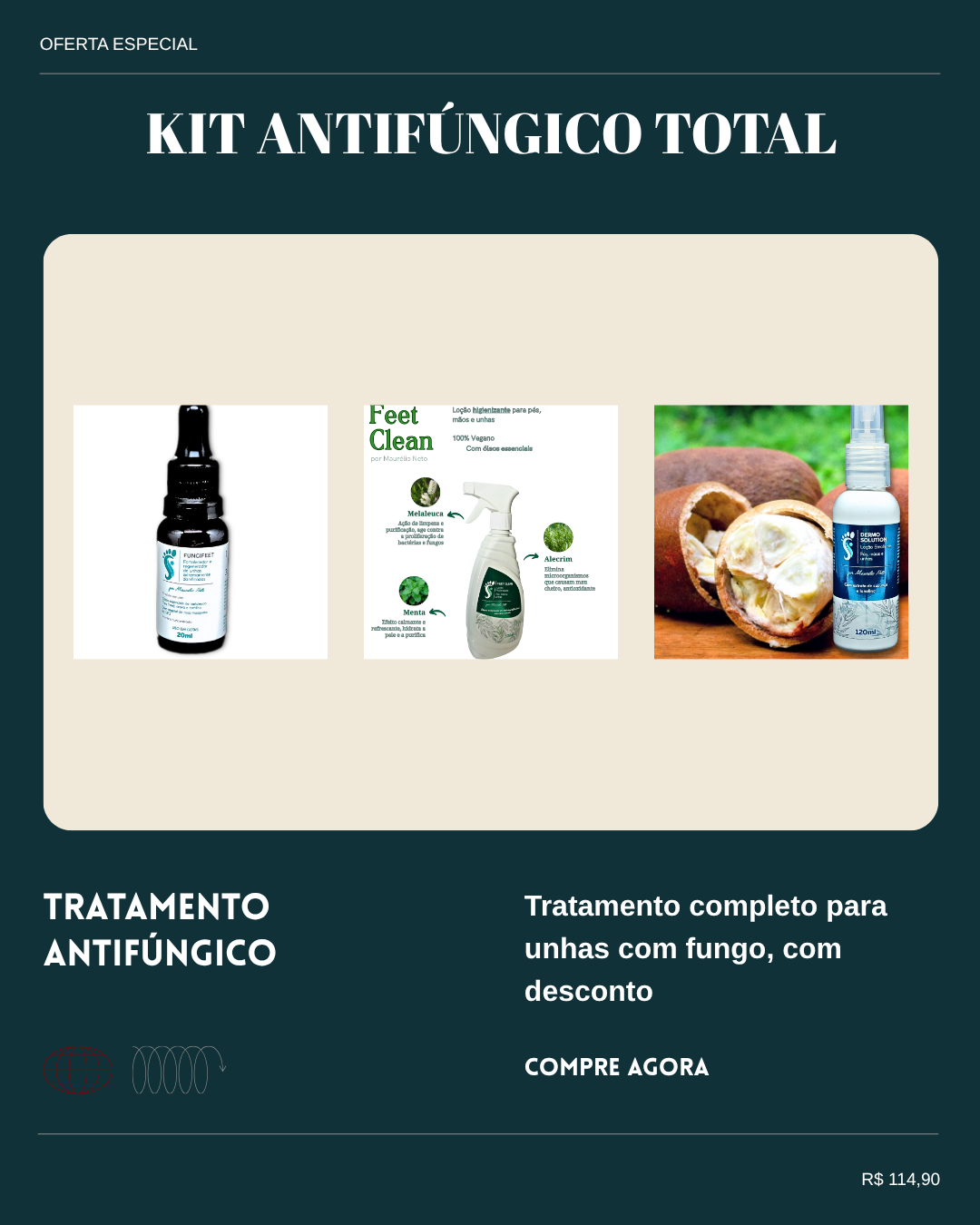 Kit Antifúngico Total — Fungifeet + Feet Clean + Dermo Solution