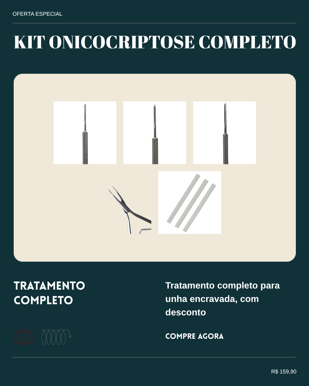 Kit Onicocriptose Completo — 3 Goivas + Pinça de Espícula + Fibra de Memória Molecular